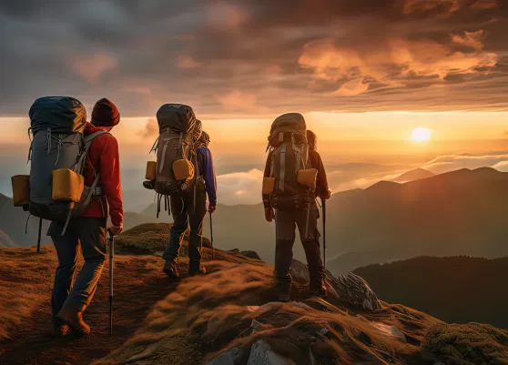 traveler-hiking-with-backpacks-ai-technology-generated-image 1