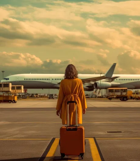 woman-leaves-airport-with-large-suitcase 1